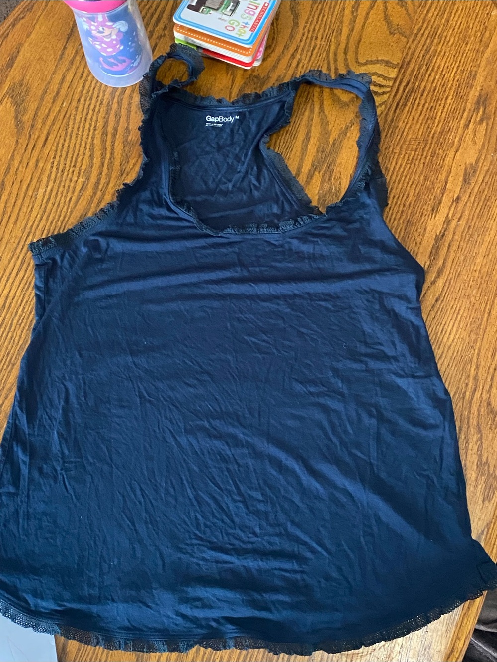GAP Navy Raw-Edge Racerback Tank Top